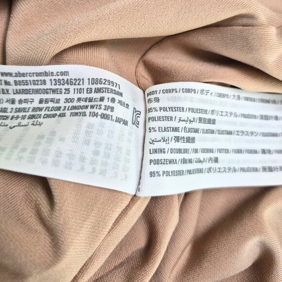 Abercrombie & Fitch Wrap Bodysuit Sz Med Long Sleeve Lined Tan Soft NWT Classic - Picture 9 of 9